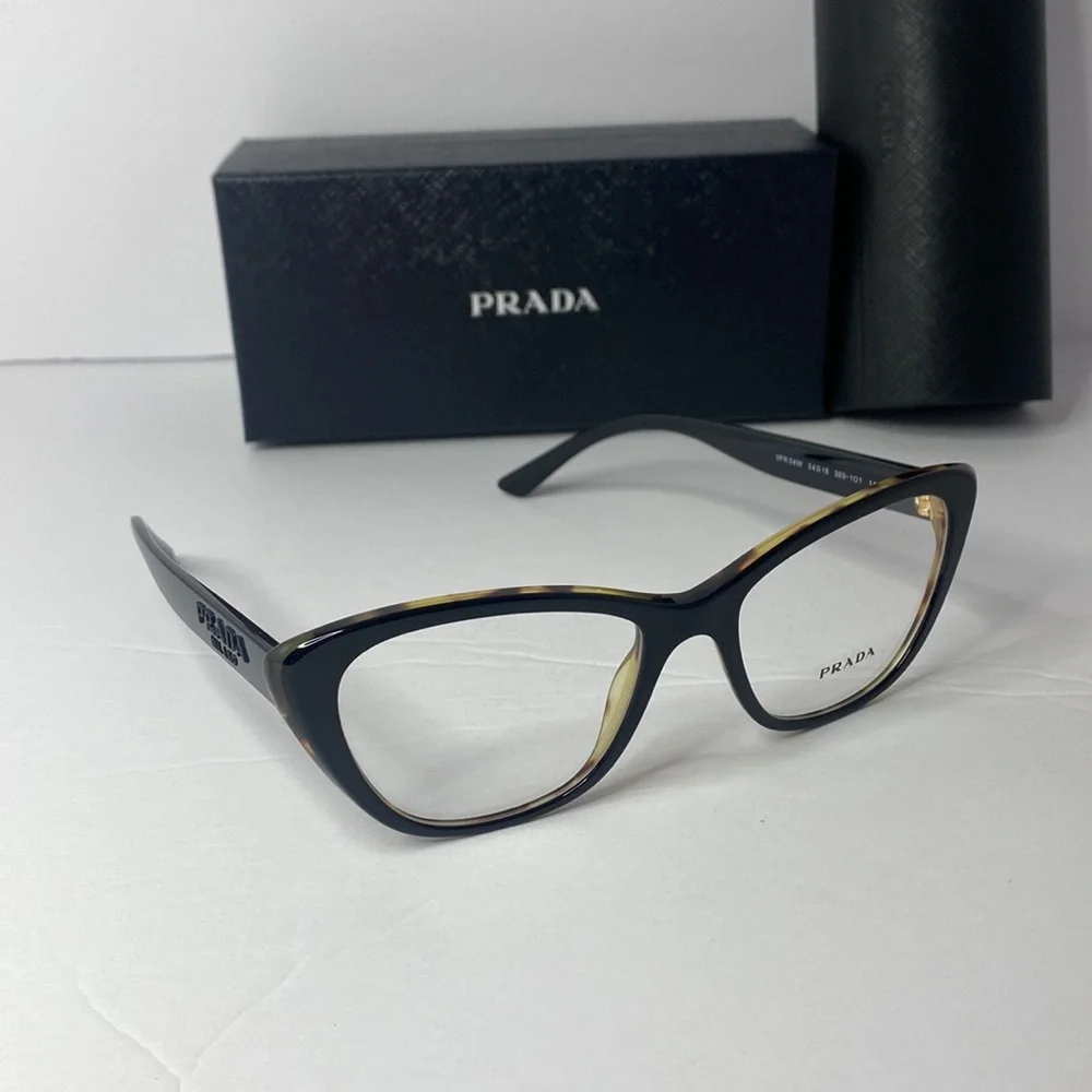 💯 Authentic - New Prada Sexy Black Havana Cat-Eye Eyeglasses - Picture 4 of 12